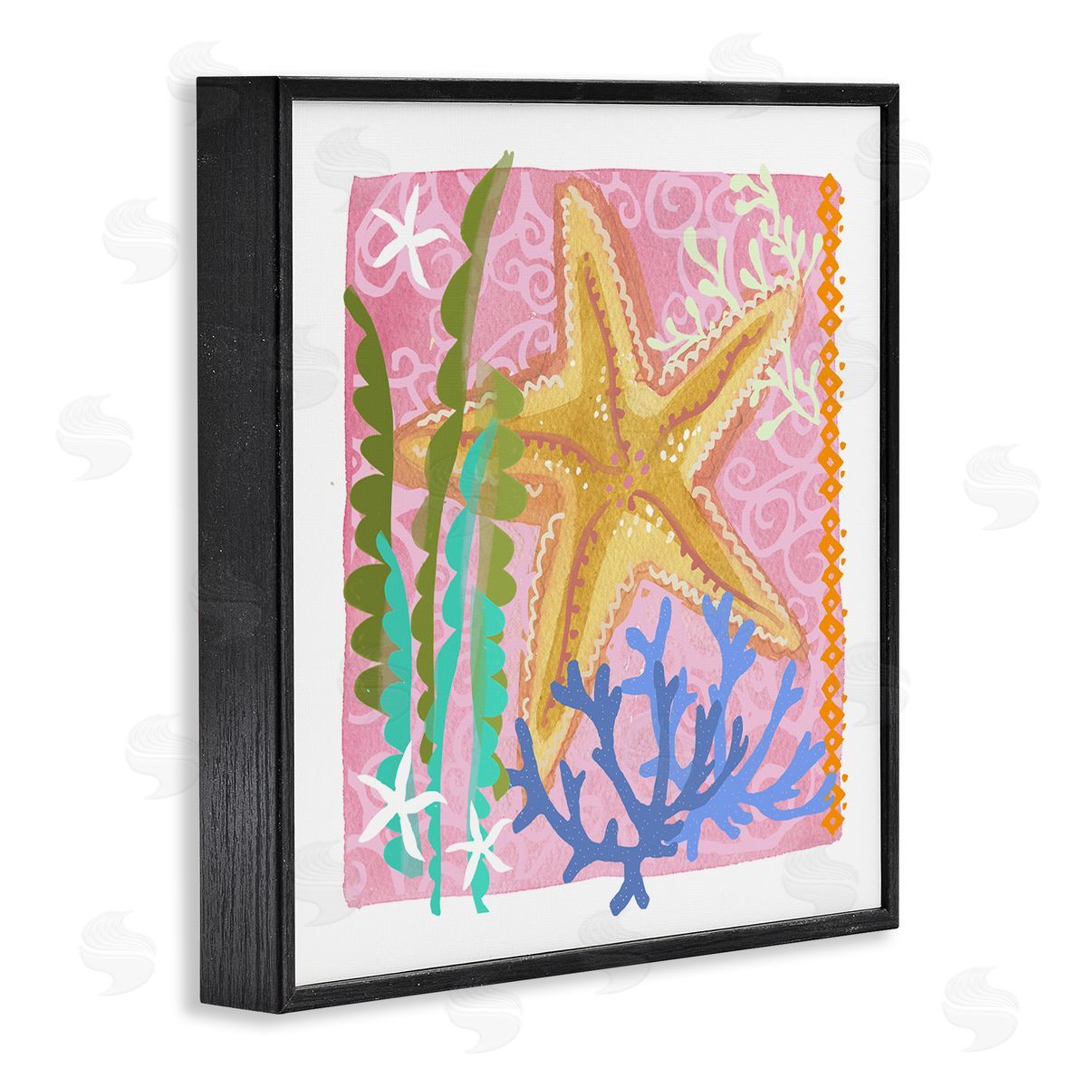 Maret Hensick Bold Sea Life Starfish Botanical Pattern Design Black Framed Glicee Wall Art Print
