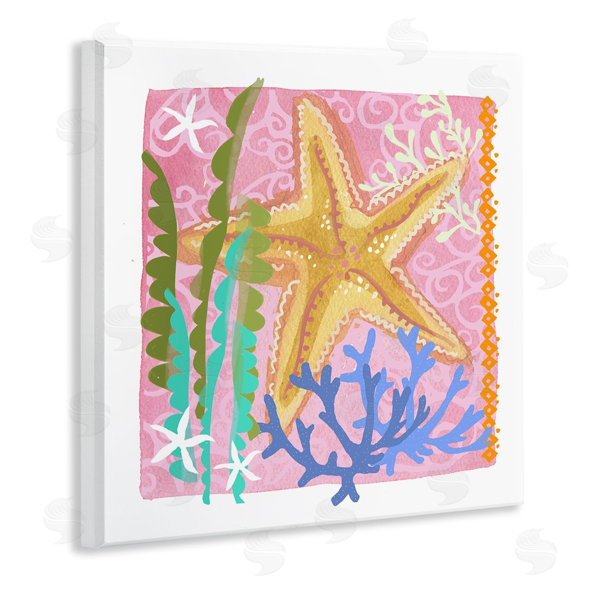Maret Hensick Bold Sea Life Starfish Botanical Pattern Design Wooden Wall Plaque Art Print
