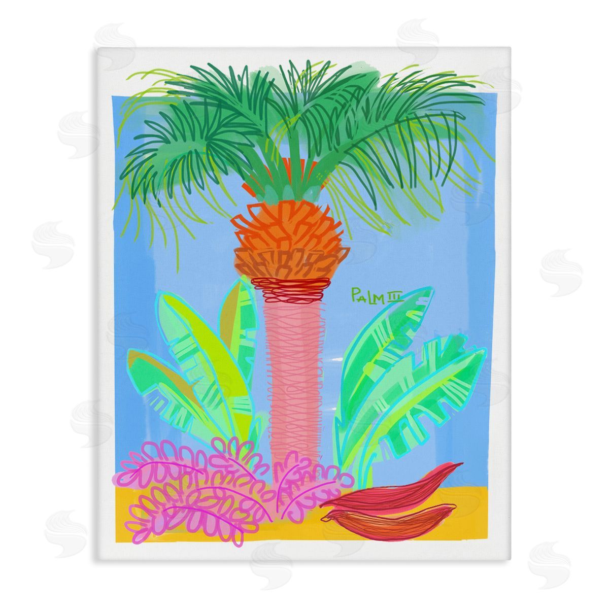 Maret Hensick Tropical Palm Tree Botanicals Summer Beach Day Stretched Canvas Wall Art Print