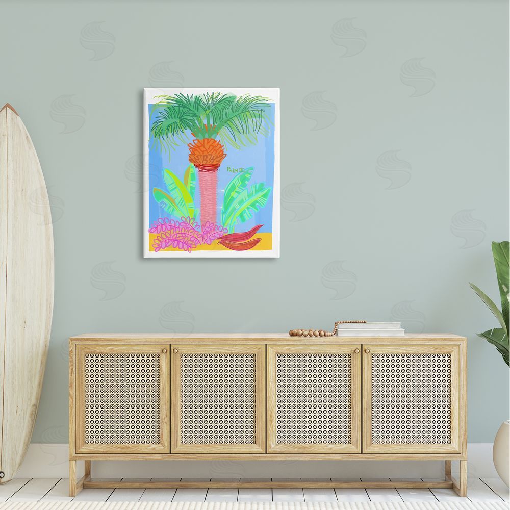 Maret Hensick Tropical Palm Tree Botanicals Summer Beach Day Canvas Wall Art Print in Room
