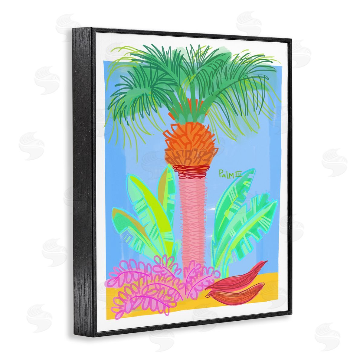 Maret Hensick Tropical Palm Tree Botanicals Summer Beach Day Black Framed Giclee Wall Art Print