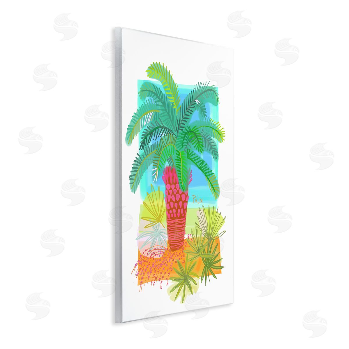 Maret Hensick Tropical Palm Plant Leaves Whimsical Summer Botanicals Wall Plaque Art Print