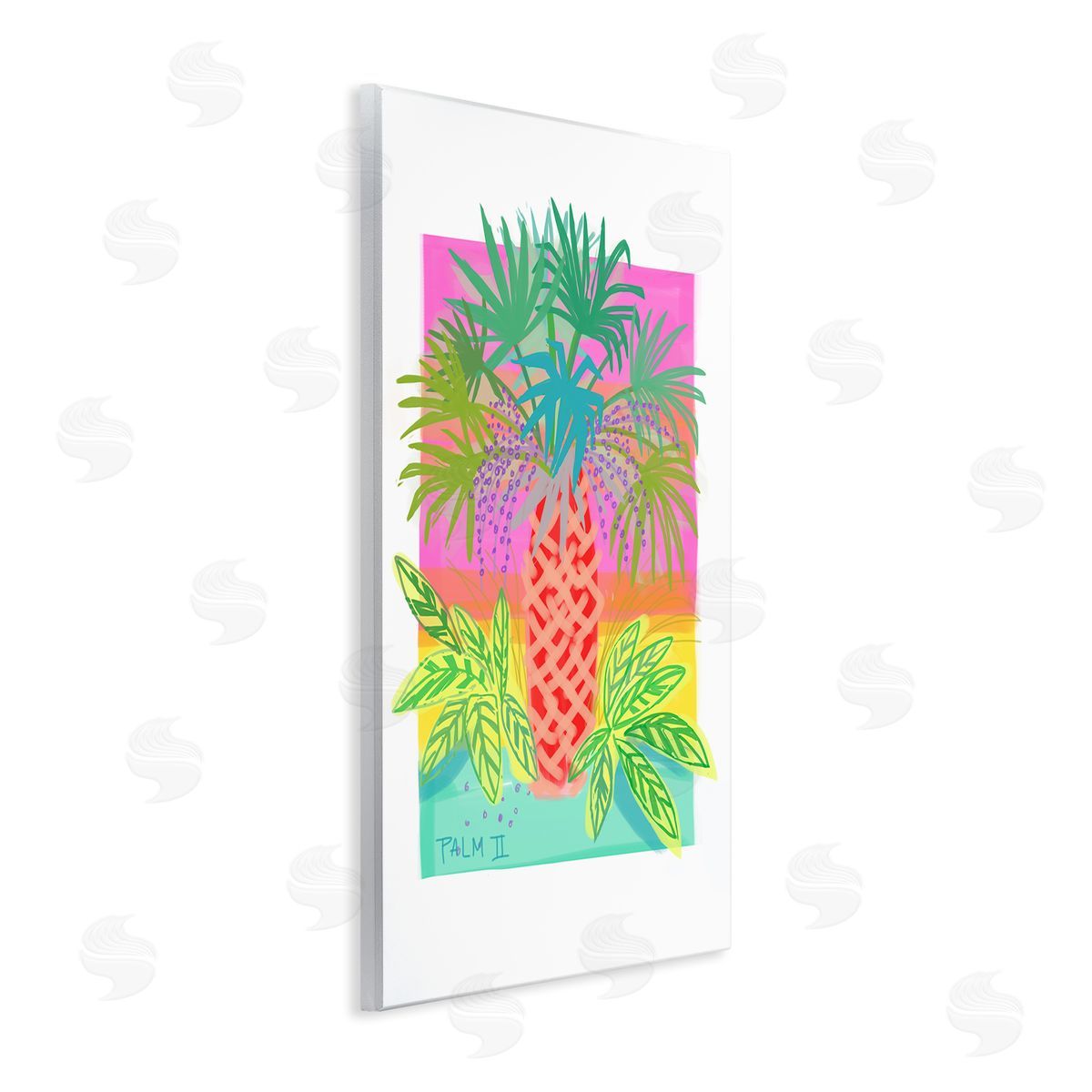 Maret Hensick Neon Palm Tree Botanicals Tropical Coastal Leaves Wall Plaque Art Print