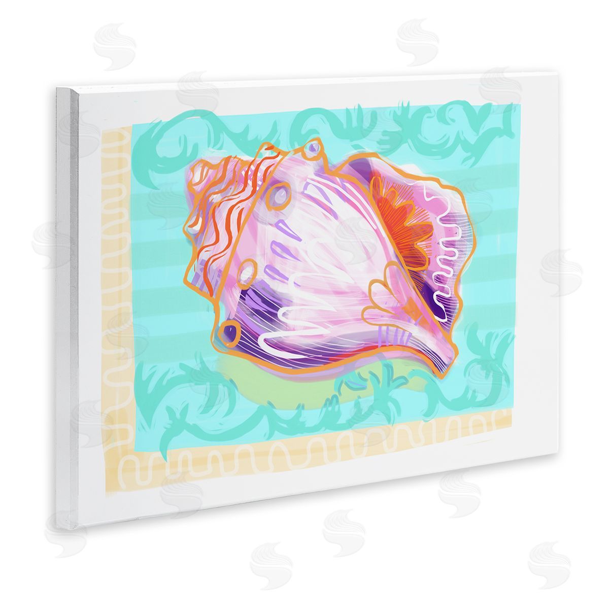 Maret Hensick Patterned Conch Seashell Illustration Nautical Sea Life Wall Plaque Art Print