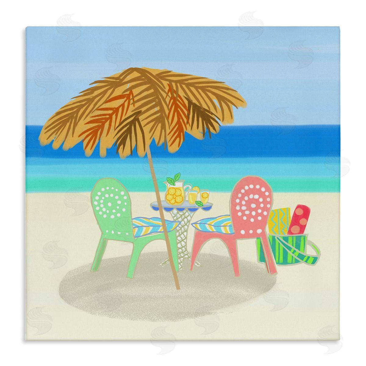 Maret Hensick Relaxing Summer Beach Scene Coastal Vacation Shoreline  Stretched Canvas Wall Art Print