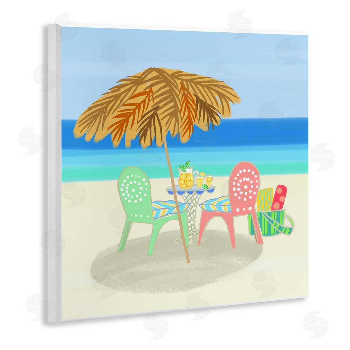 Maret Hensick Relaxing Summer Beach Scene Coastal Vacation Shoreline  Wooden Wall Plaque Art Print
