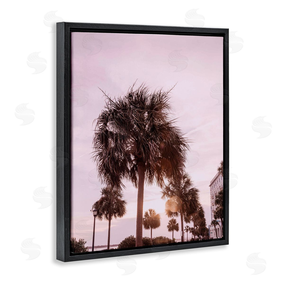 Jennifer Rigsby Tropical Palm Tree Summer Vacation Resort Photography Black Floating Frame Canvas Wall Art Print