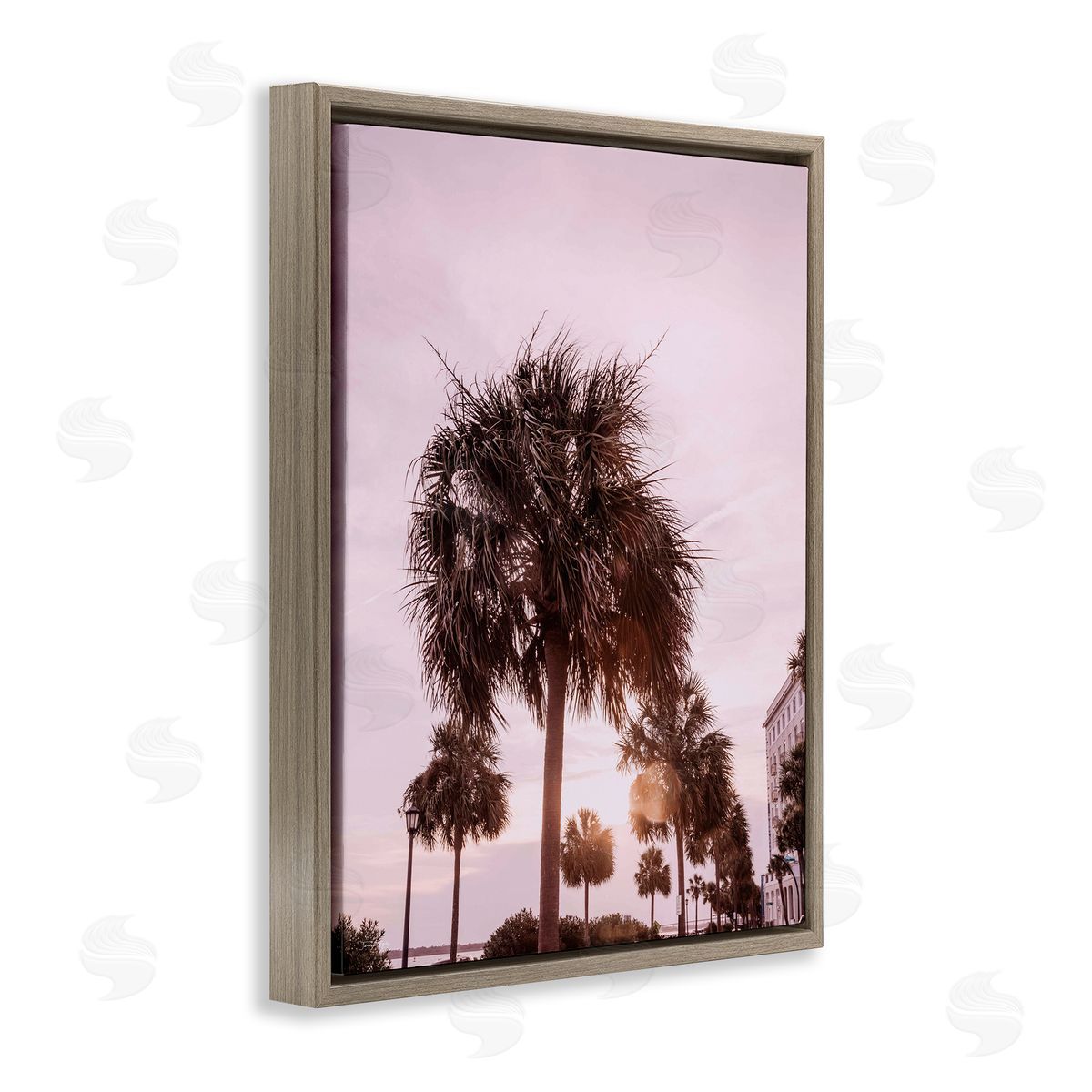 Jennifer Rigsby Tropical Palm Tree Summer Vacation Resort Photography Brown Floating Frame Canvas Wall Art Print