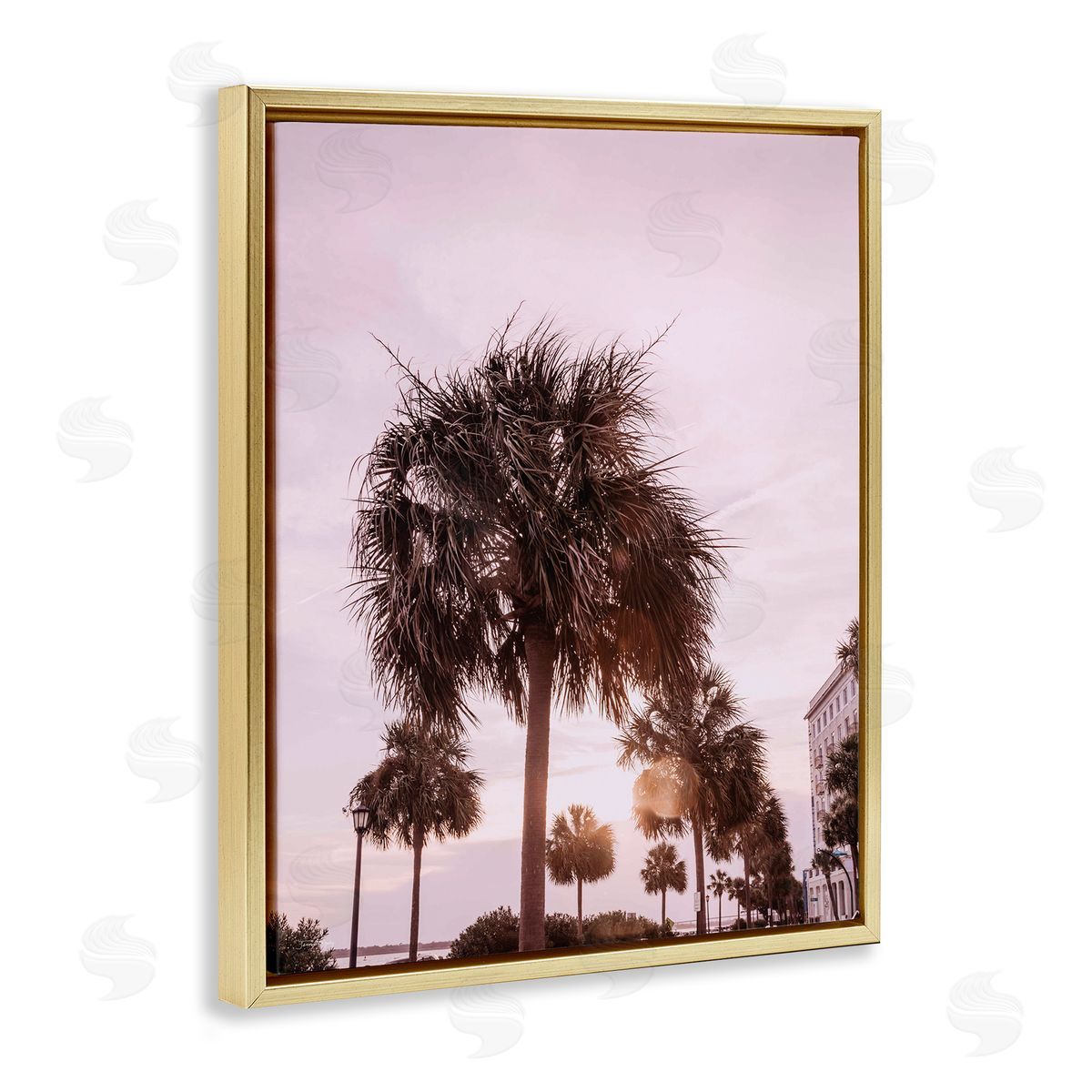 Jennifer Rigsby Tropical Palm Tree Summer Vacation Resort Photography Gold Floating Frame Canvas Wall Art Print