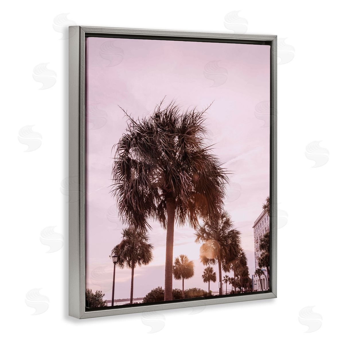 Jennifer Rigsby Tropical Palm Tree Summer Vacation Resort Photography Gray Floating Frame Canvas Wall Art Print