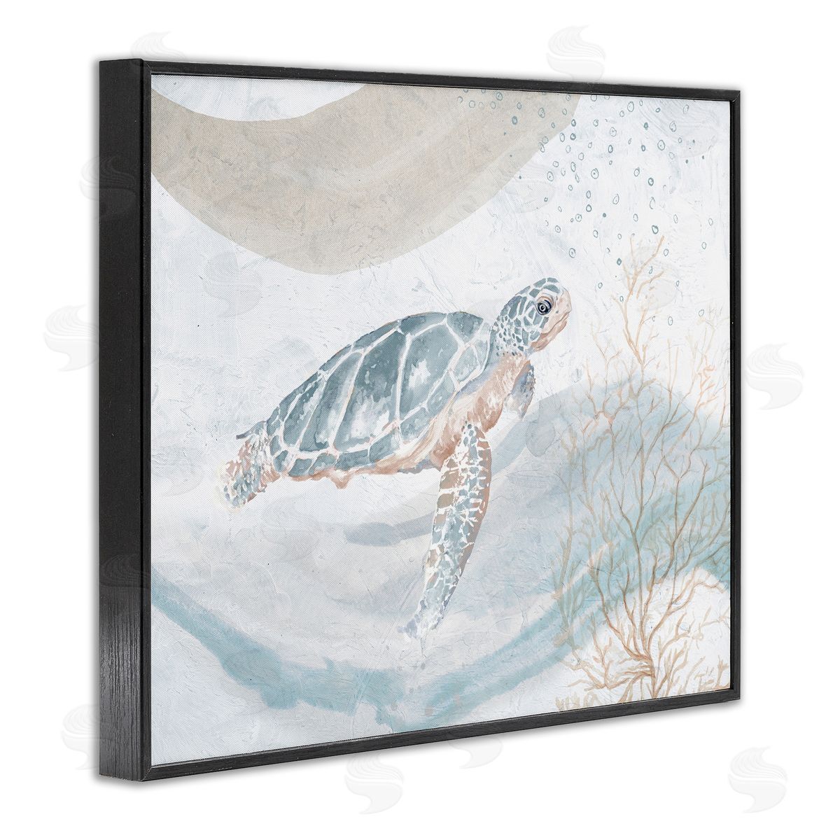Patricia Pinto Drifting Sea Turtle Serene Ocean Wave Atmosphere  Black Framed Giclee Wall Art Print
