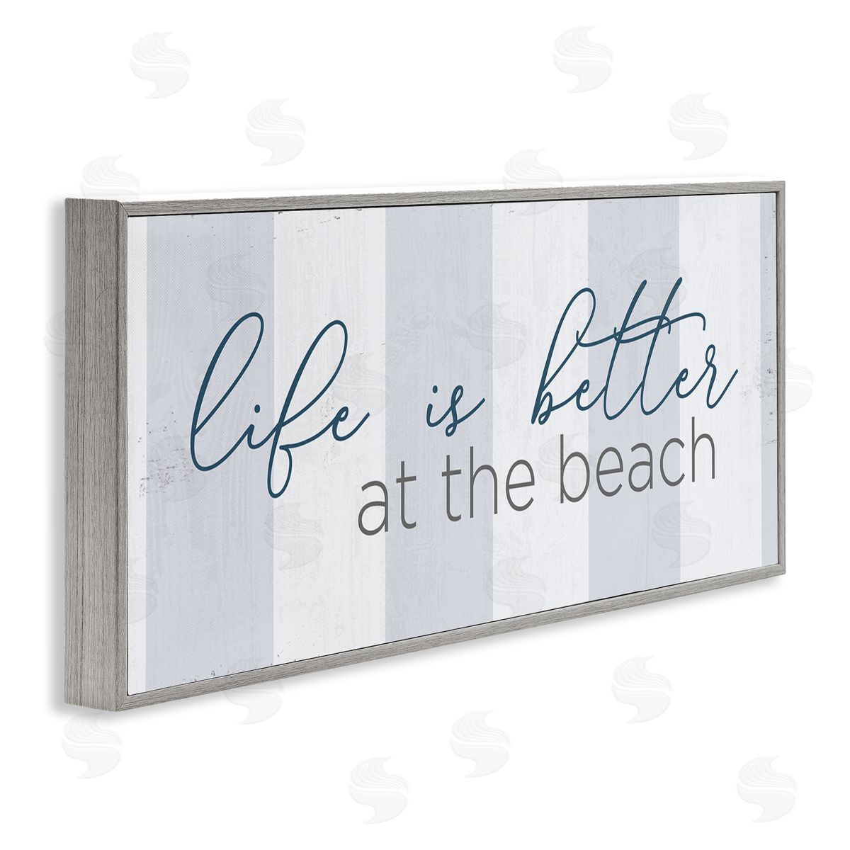 Anna Quach Life Better at Beach Striped Nautical Typography Sign