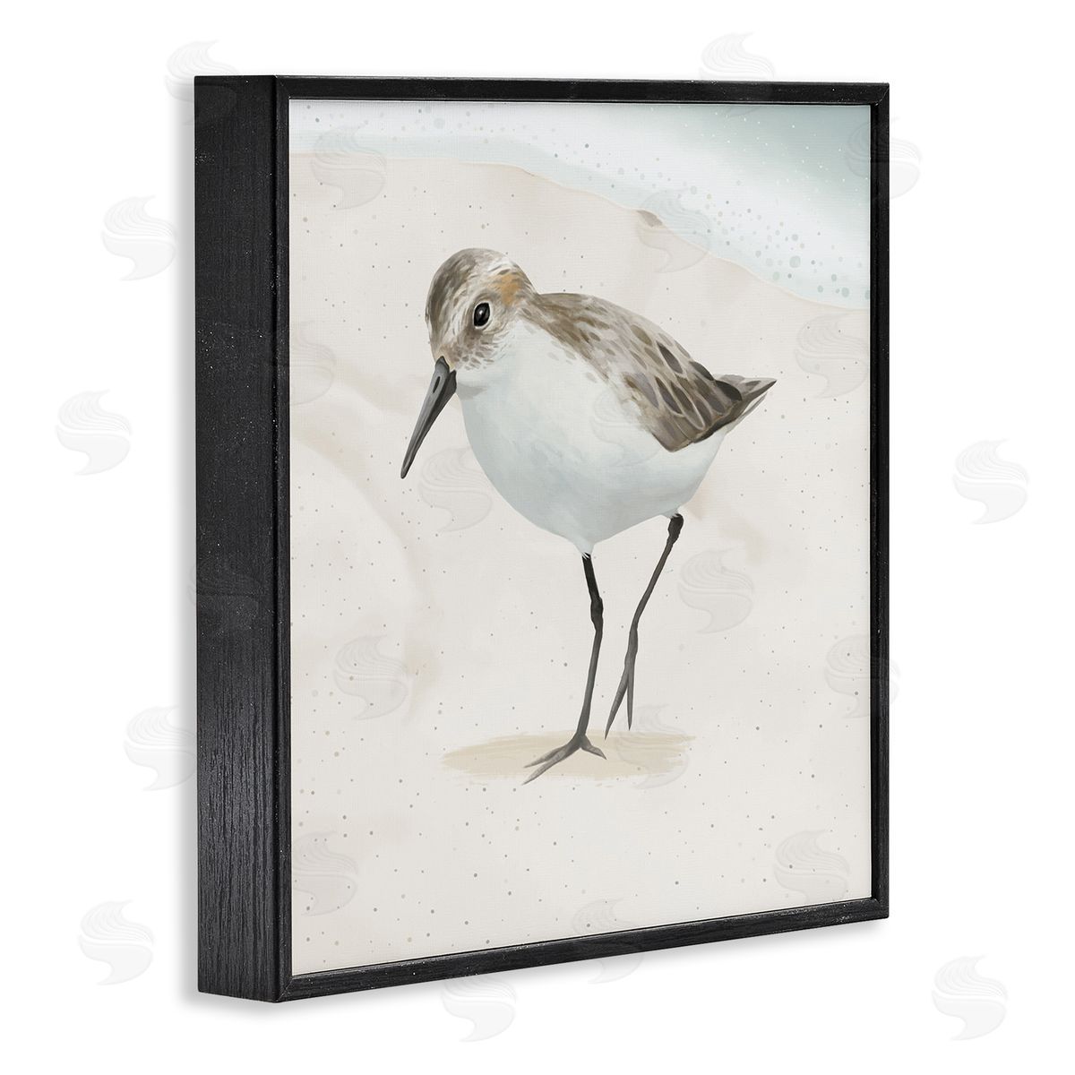 Lucca Sheppard Stepping Sandpiper Bird Ocean Shoreline Beach Scene Black Framed Glicee Wall Art Print