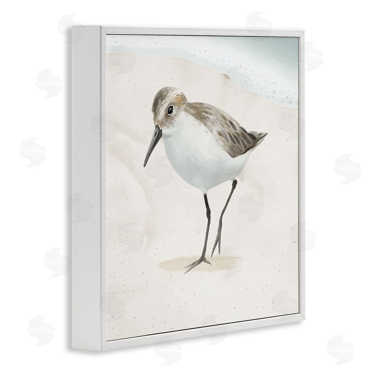 Lucca Sheppard Stepping Sandpiper Bird Ocean Shoreline Beach Scene White Framed Glicee Wall Art Print