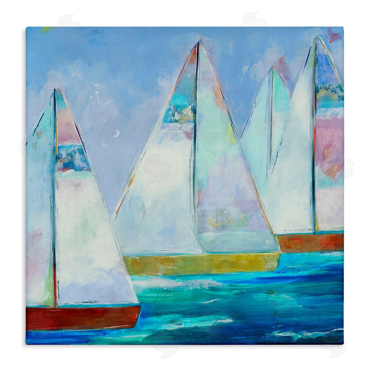 Jill Martin Bold Sailing Boats Drifting Ocean Water Waves Stretched Canvas Wall Art Print