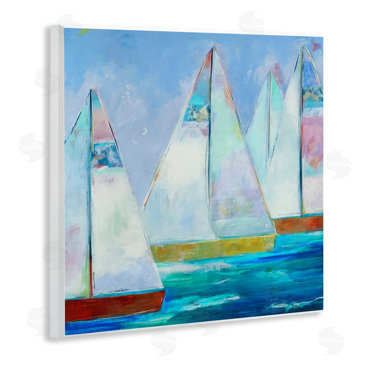 Jill Martin Bold Sailing Boats Drifting Ocean Water Waves Wooden Wall Plaque Art Print