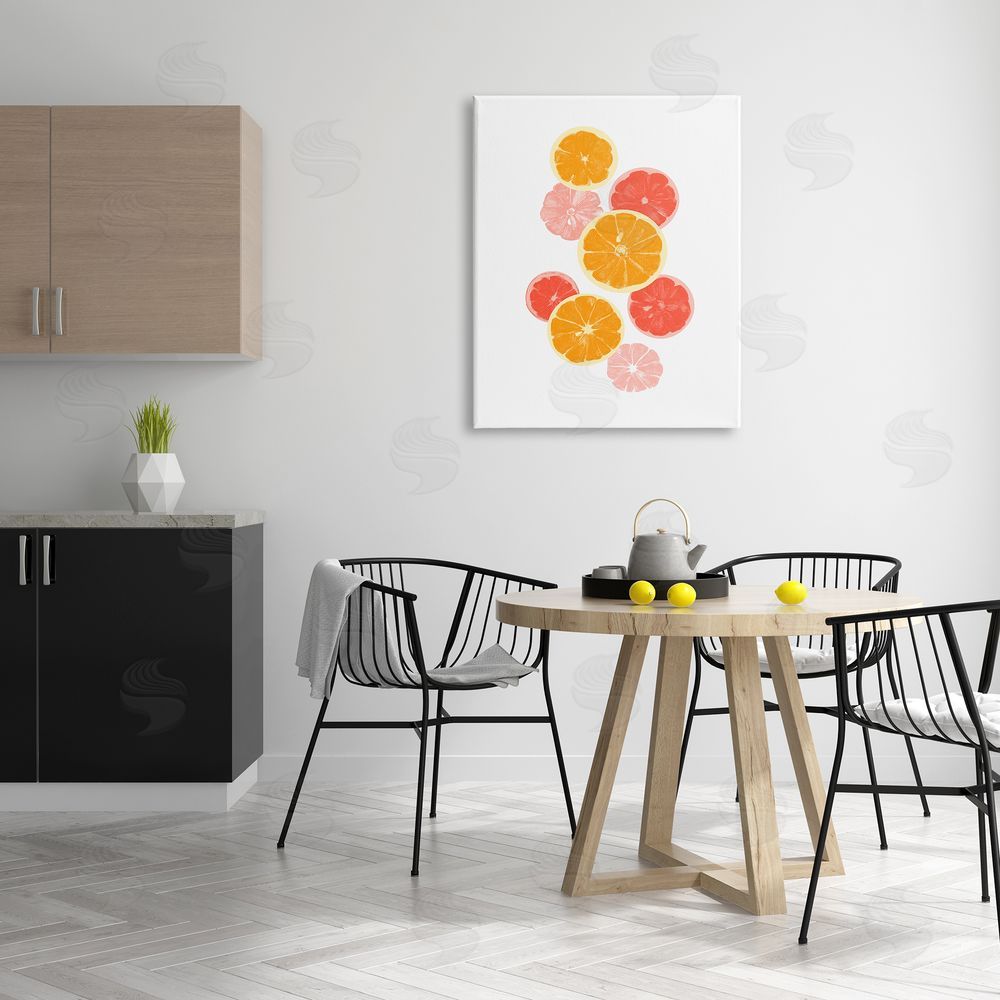 Emma Caroline Mixed Citrus Fruit Slices Casual Summer Kitchen  Canvas Wall Art Print in Room