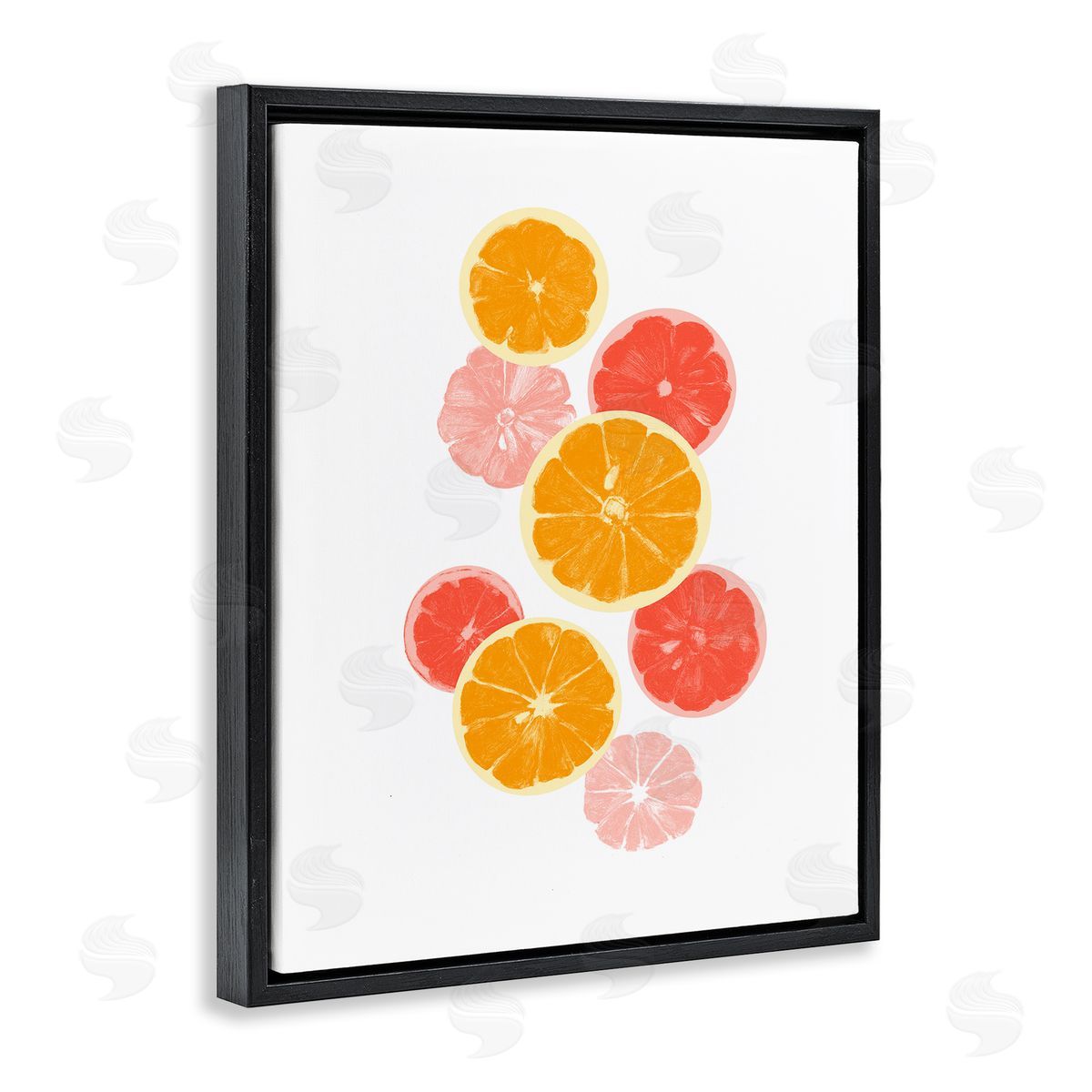 Emma Caroline Mixed Citrus Fruit Slices Casual Summer Kitchen  Black Floating Frame Canvas Wall Art Print