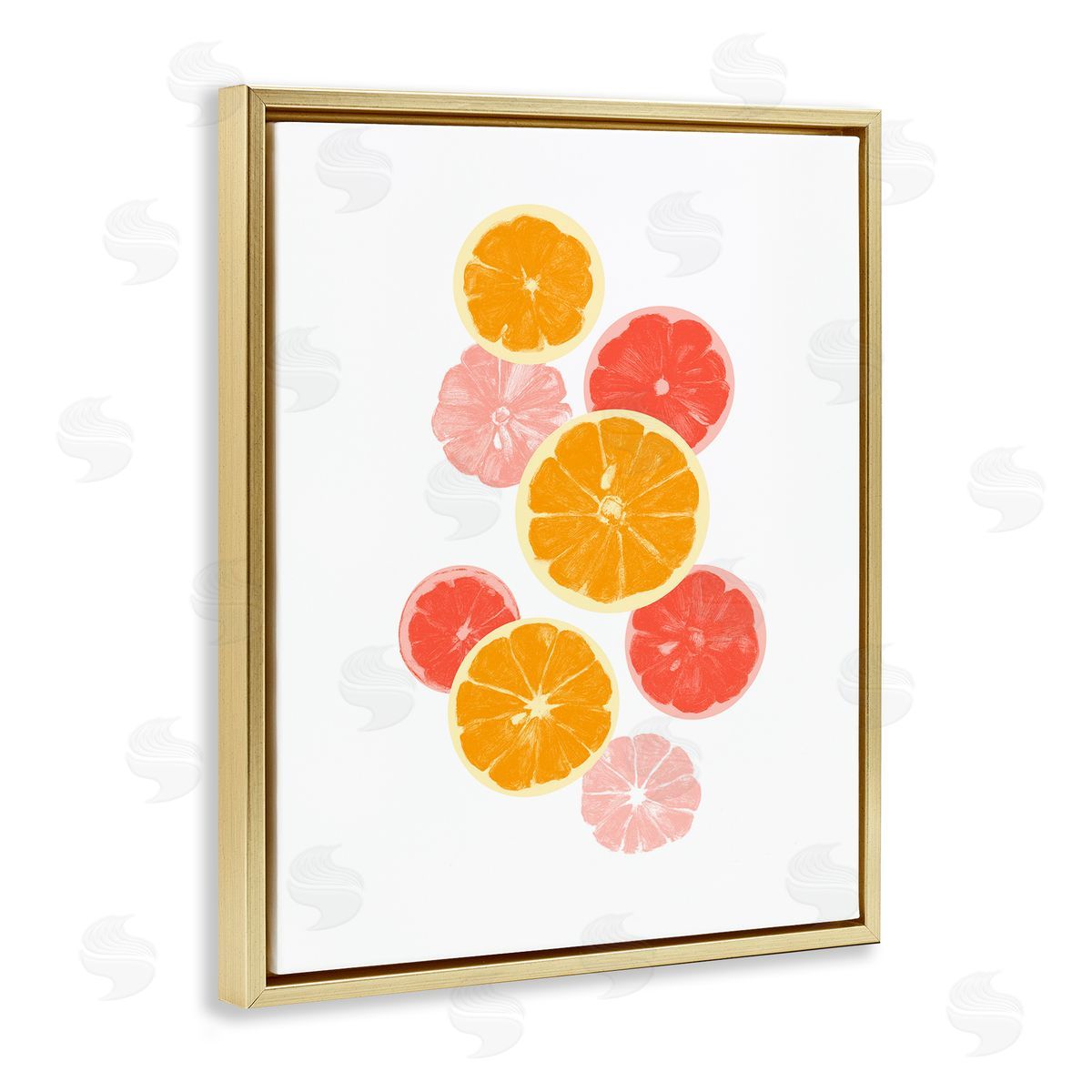 Emma Caroline Mixed Citrus Fruit Slices Casual Summer Kitchen  Gold Floating Frame Canvas Wall Art Print