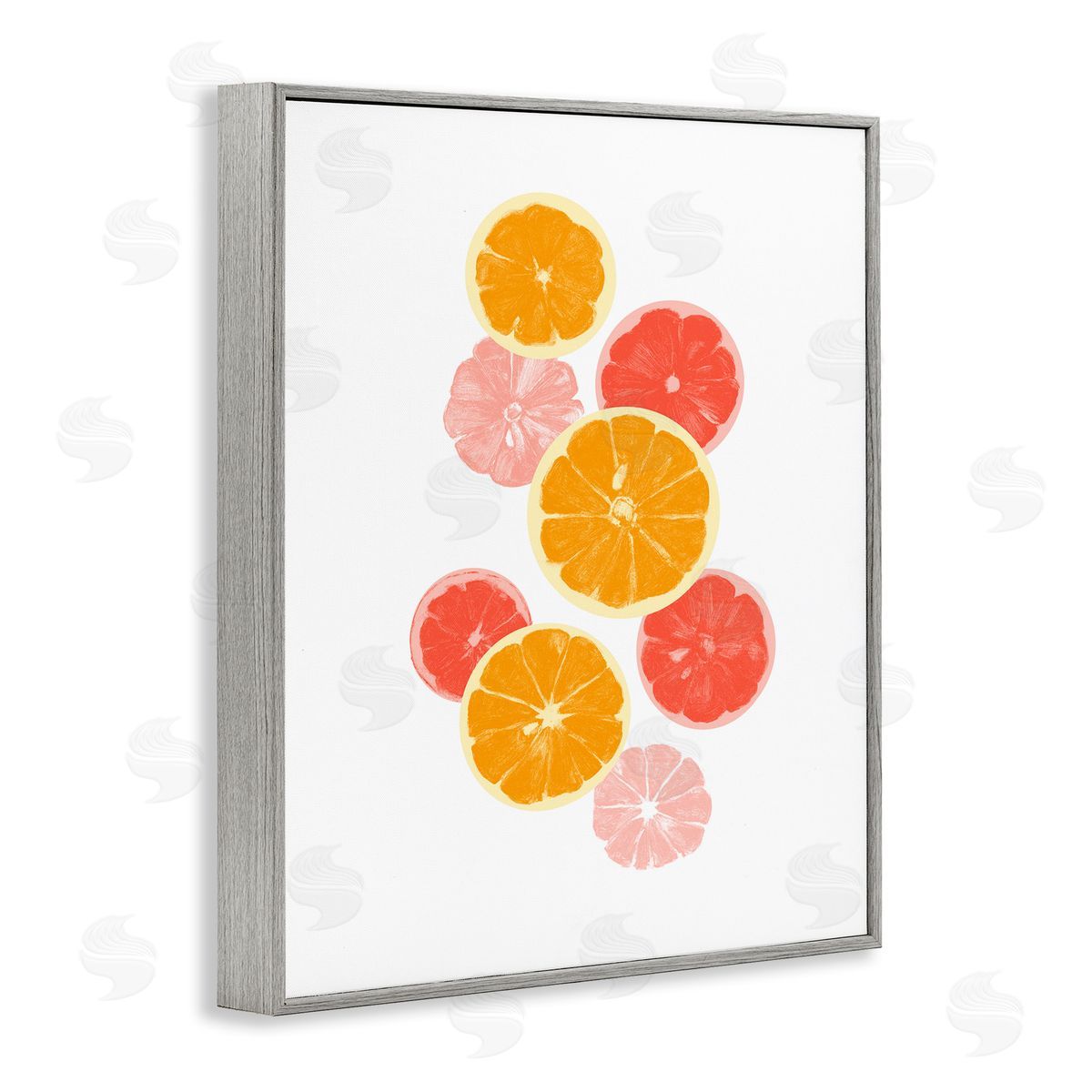 Emma Caroline Mixed Citrus Fruit Slices Casual Summer Kitchen  Gray Framed Giclee Wall Art Print