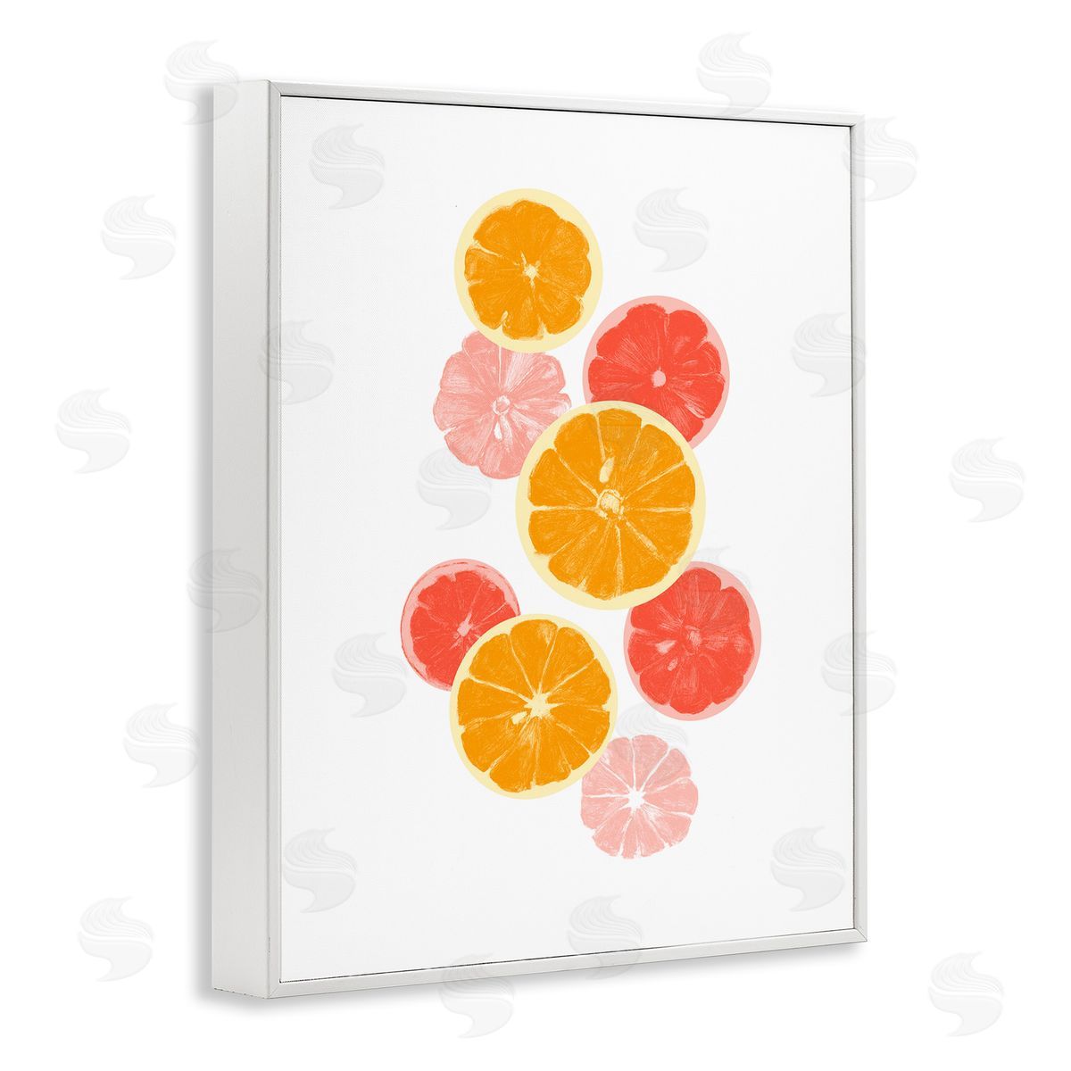 Emma Caroline Mixed Citrus Fruit Slices Casual Summer Kitchen  White Framed Giclee Wall Art Print