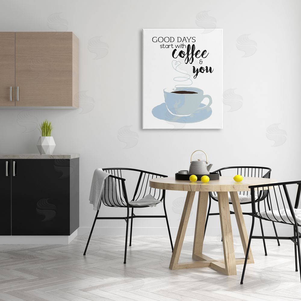 Daniela Santiago Good Days Coffee & You Romantic Kitchen Morning Canvas Wall Art Print in Room
