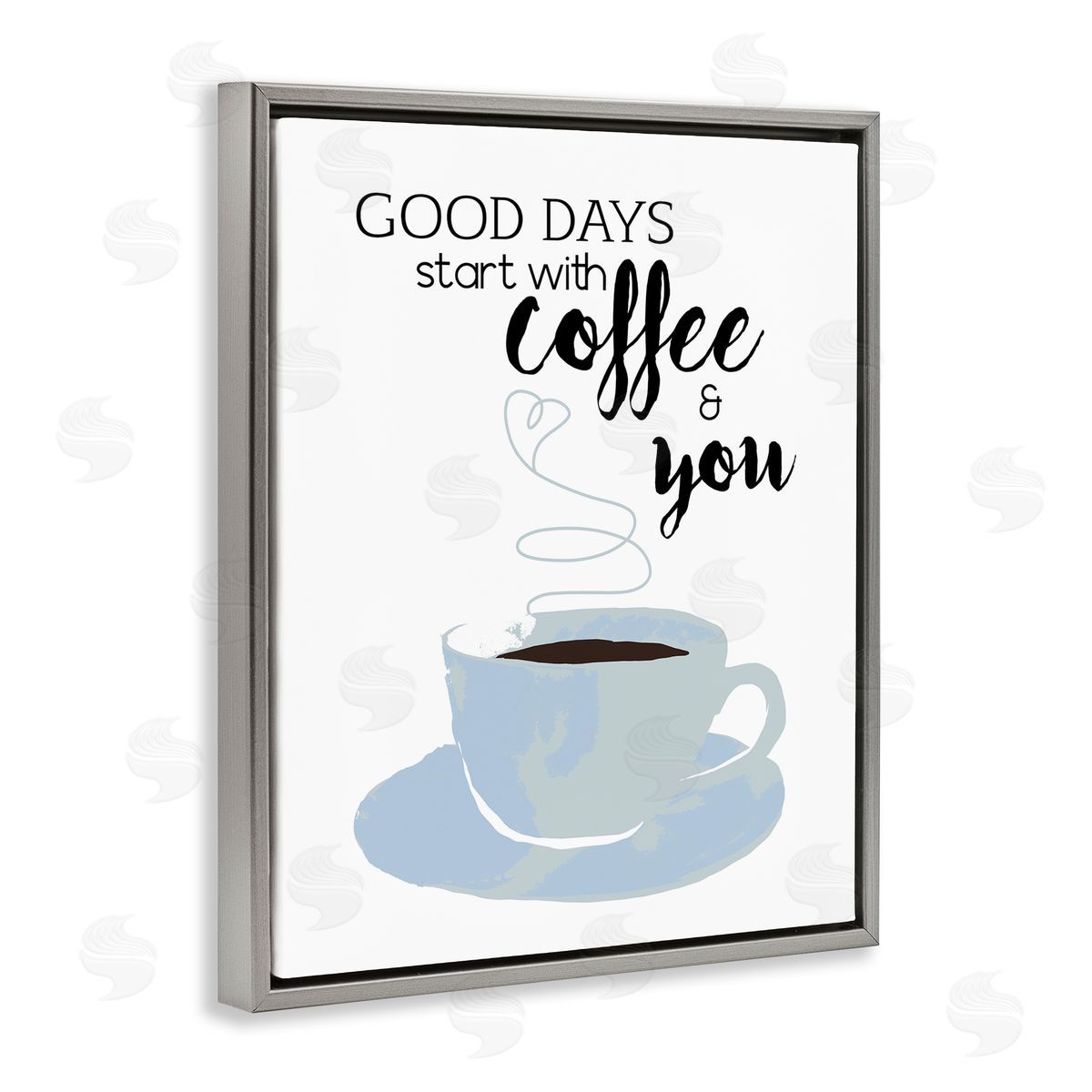 Daniela Santiago Good Days Coffee & You Romantic Kitchen Morning Gray Floating Frame Canvas Wall Art Print