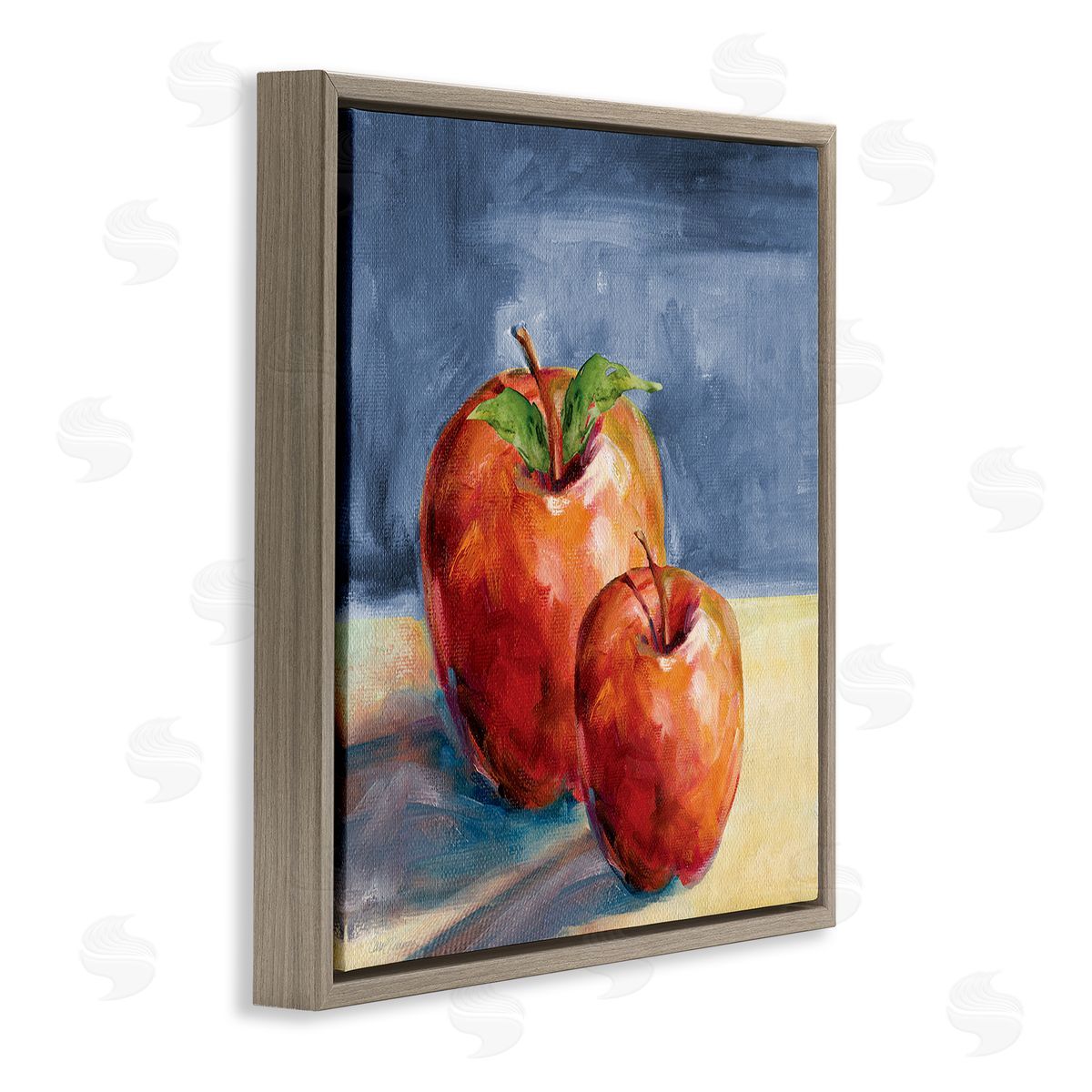 Carol Robinson Traditional Luscious Red Apples Tabletop Still Life Brown Floating Frame Canvas Wall Art Print