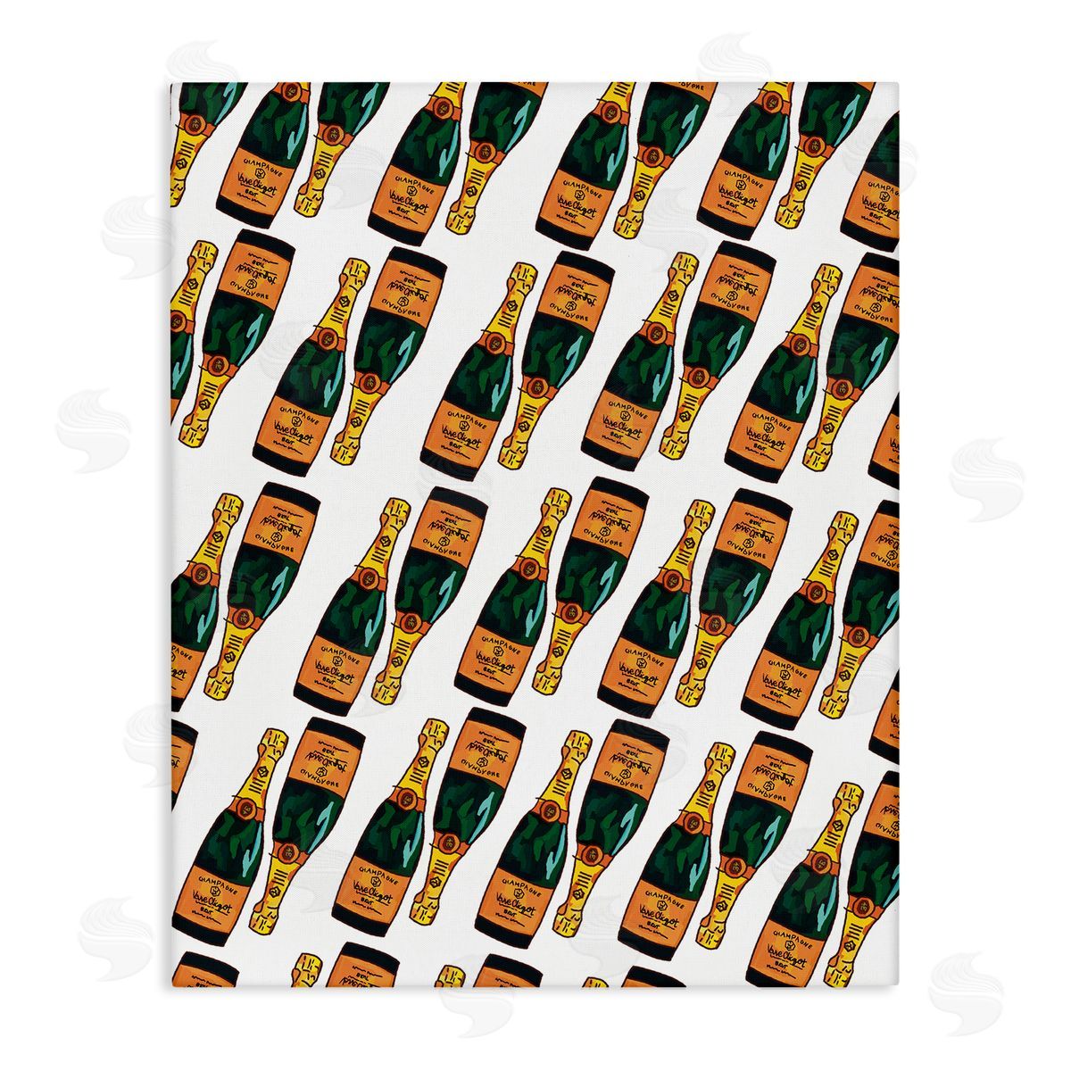 Amelia Noyes Pair Champagne Bottles Pattern Arrangement Alcohol Drink  Stretched Canvas Wall Art Print