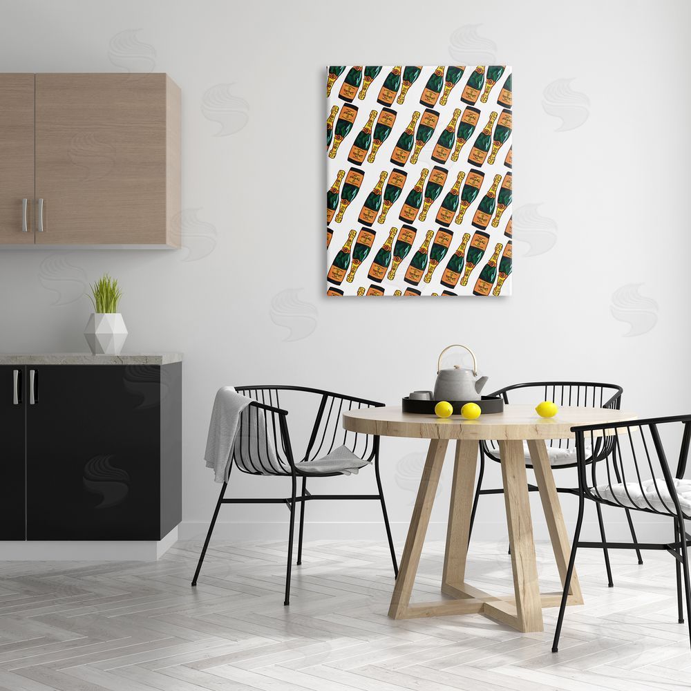Amelia Noyes Pair Champagne Bottles Pattern Arrangement Alcohol Drink  Canvas Wall Art Print in Room