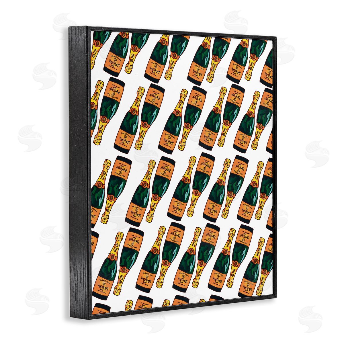 Amelia Noyes Pair Champagne Bottles Pattern Arrangement Alcohol Drink  Black Framed Giclee Wall Art Print
