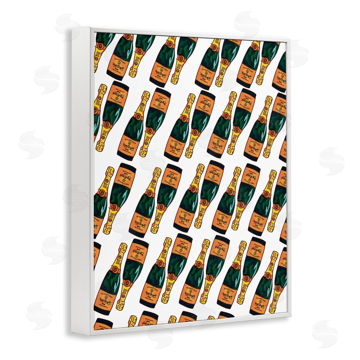 Amelia Noyes Pair Champagne Bottles Pattern Arrangement Alcohol Drink  White Framed Giclee Wall Art Print