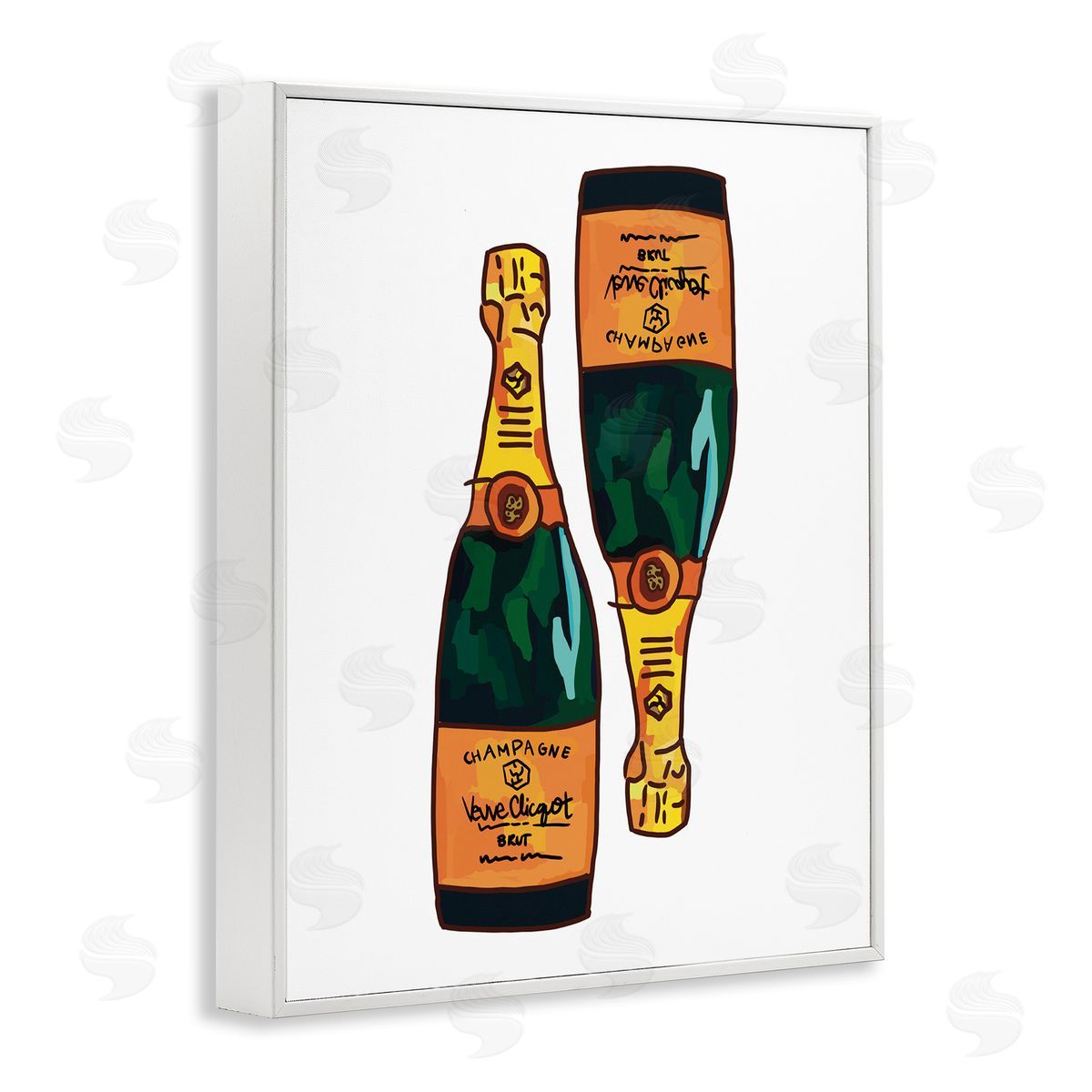 Amelia Noyes Fancy Champagne Bottles Pair Kitchen Bar White Framed Giclee Wall Art Print