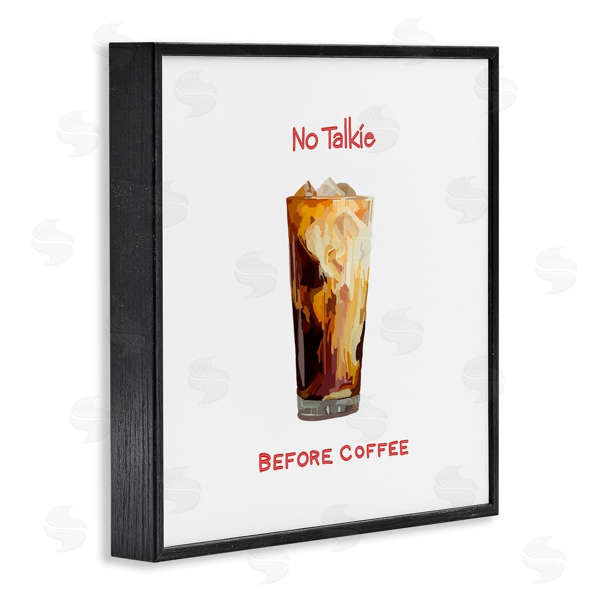 Amelia Noyes No Talkie Before Coffee Casual Kitchen Milk Swirls Black Framed Glicee Wall Art Print