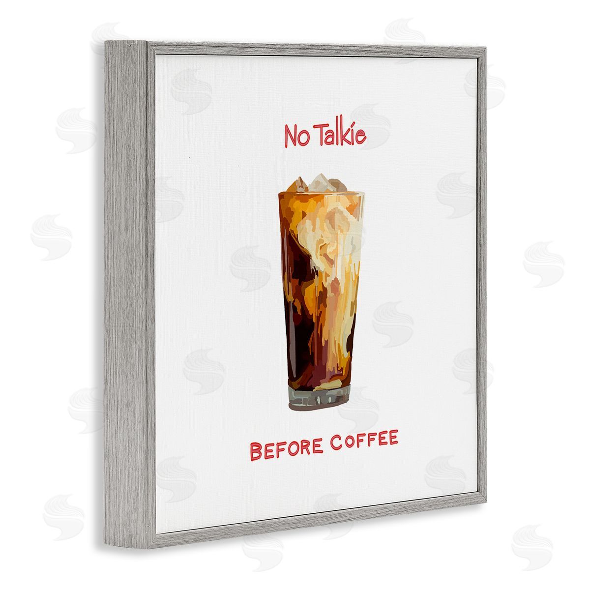 Amelia Noyes No Talkie Before Coffee Casual Kitchen Milk Swirls Gray Framed Glicee Wall Art Print