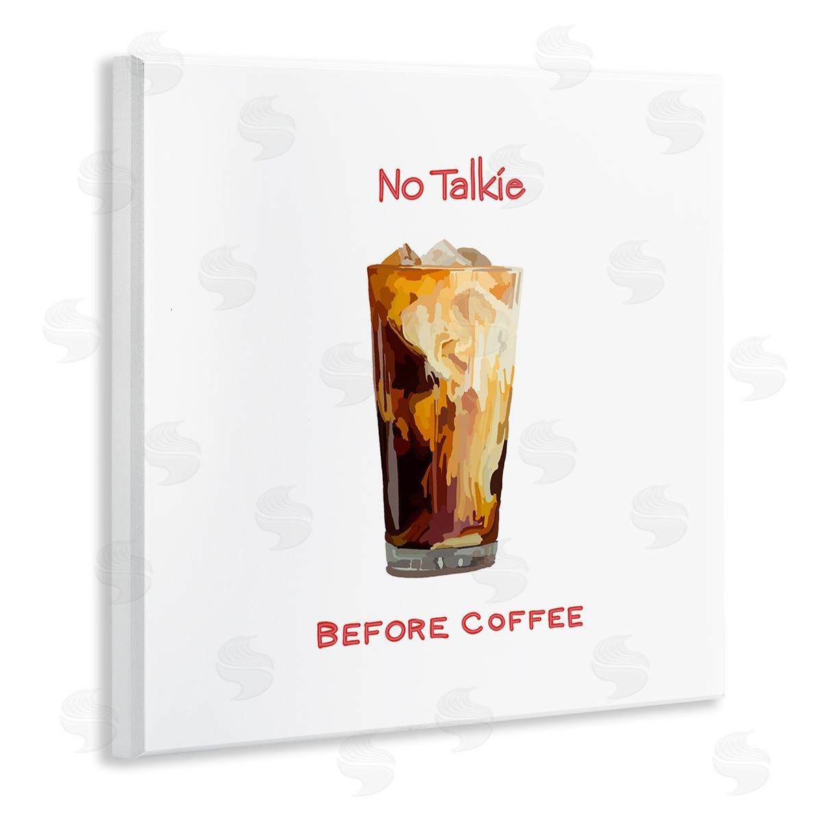 Amelia Noyes No Talkie Before Coffee Casual Kitchen Milk Swirls Wooden Wall Plaque Art Print