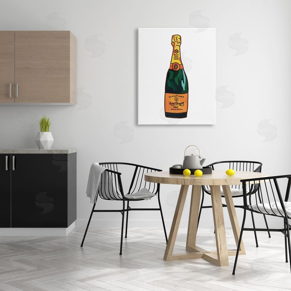 Amelia Noyes Classy Champagne Wine Bottle Kitchen Bar Beverage Canvas Wall Art Print in Room