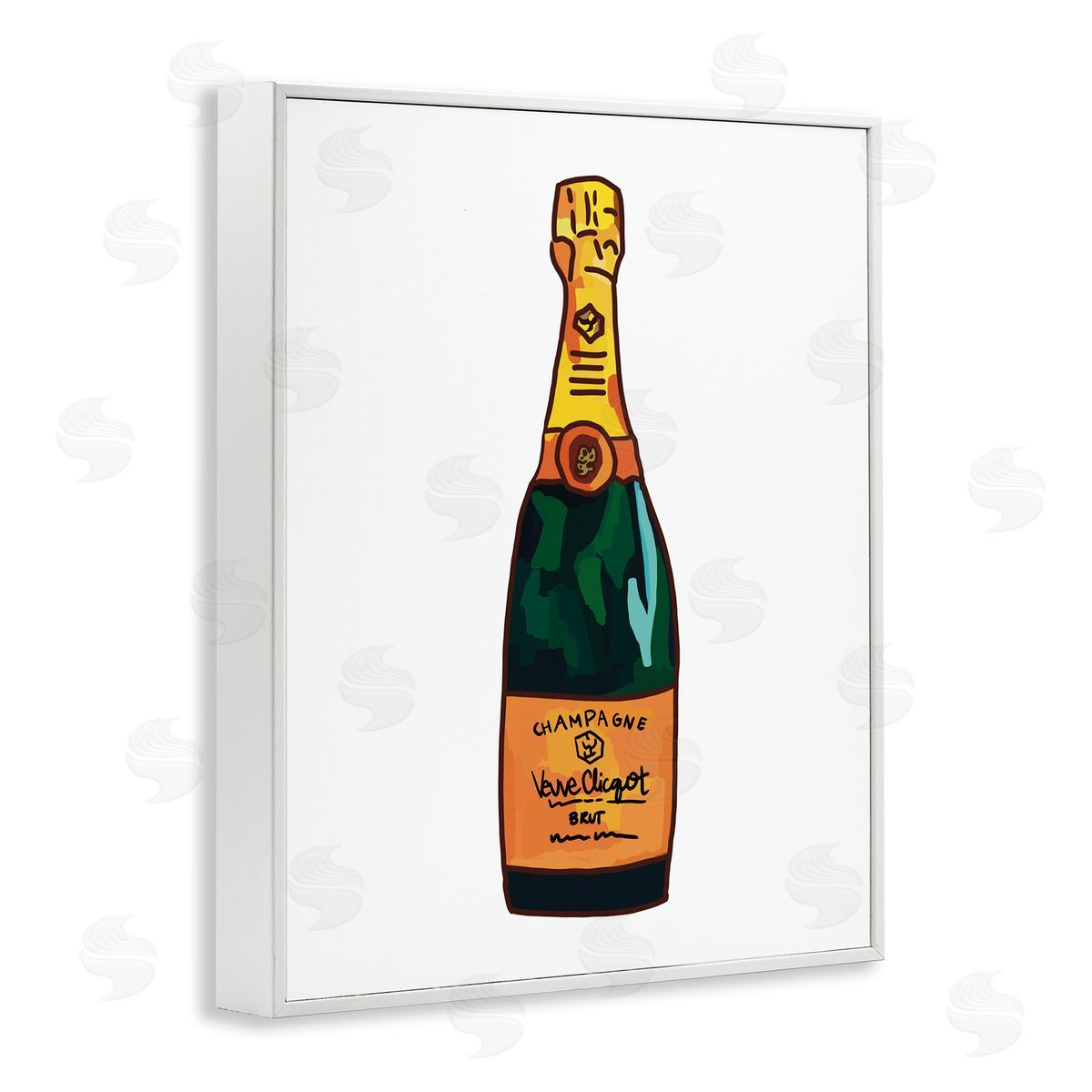 Amelia Noyes Classy Champagne Wine Bottle Kitchen Bar Beverage White Framed Giclee Wall Art Print