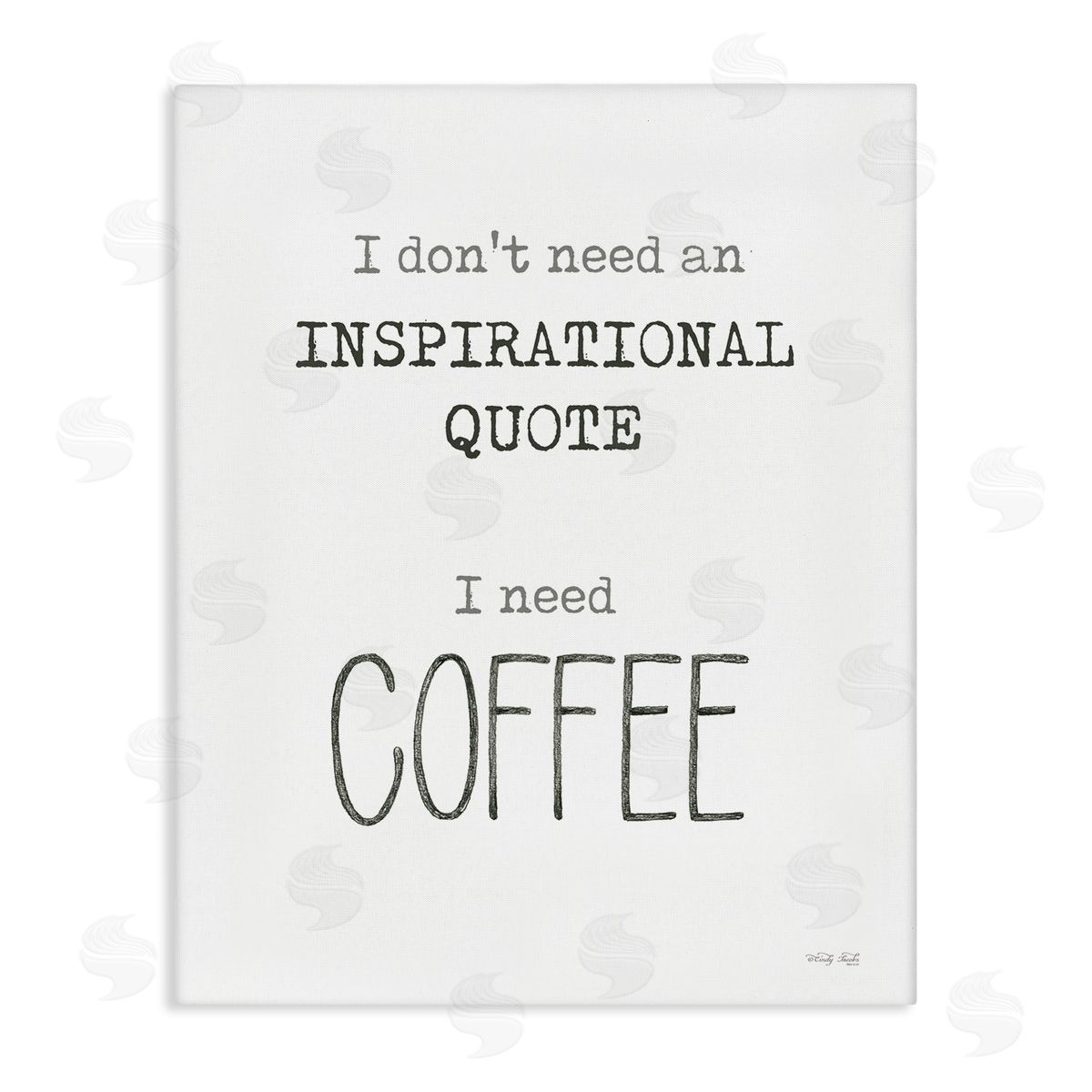 Cindy Jacobs Need Coffee Humorous Cranky Morning Kitchen Typography Stretched Canvas Wall Art Print
