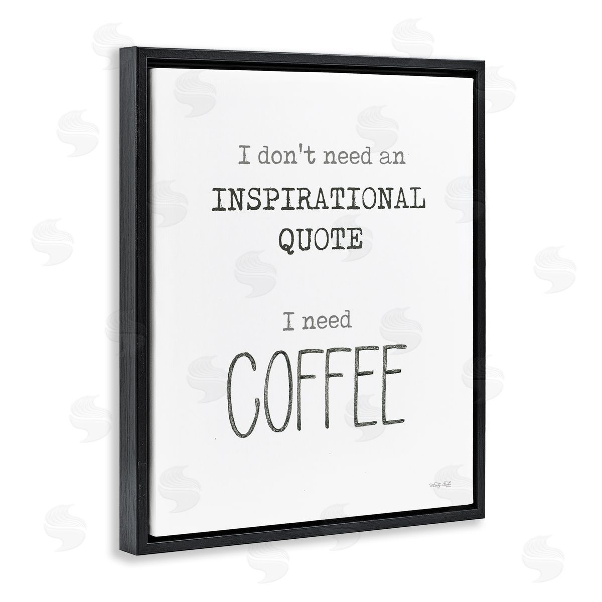 Cindy Jacobs Need Coffee Humorous Cranky Morning Kitchen Typography Black Floating Frame Canvas Wall Art Print