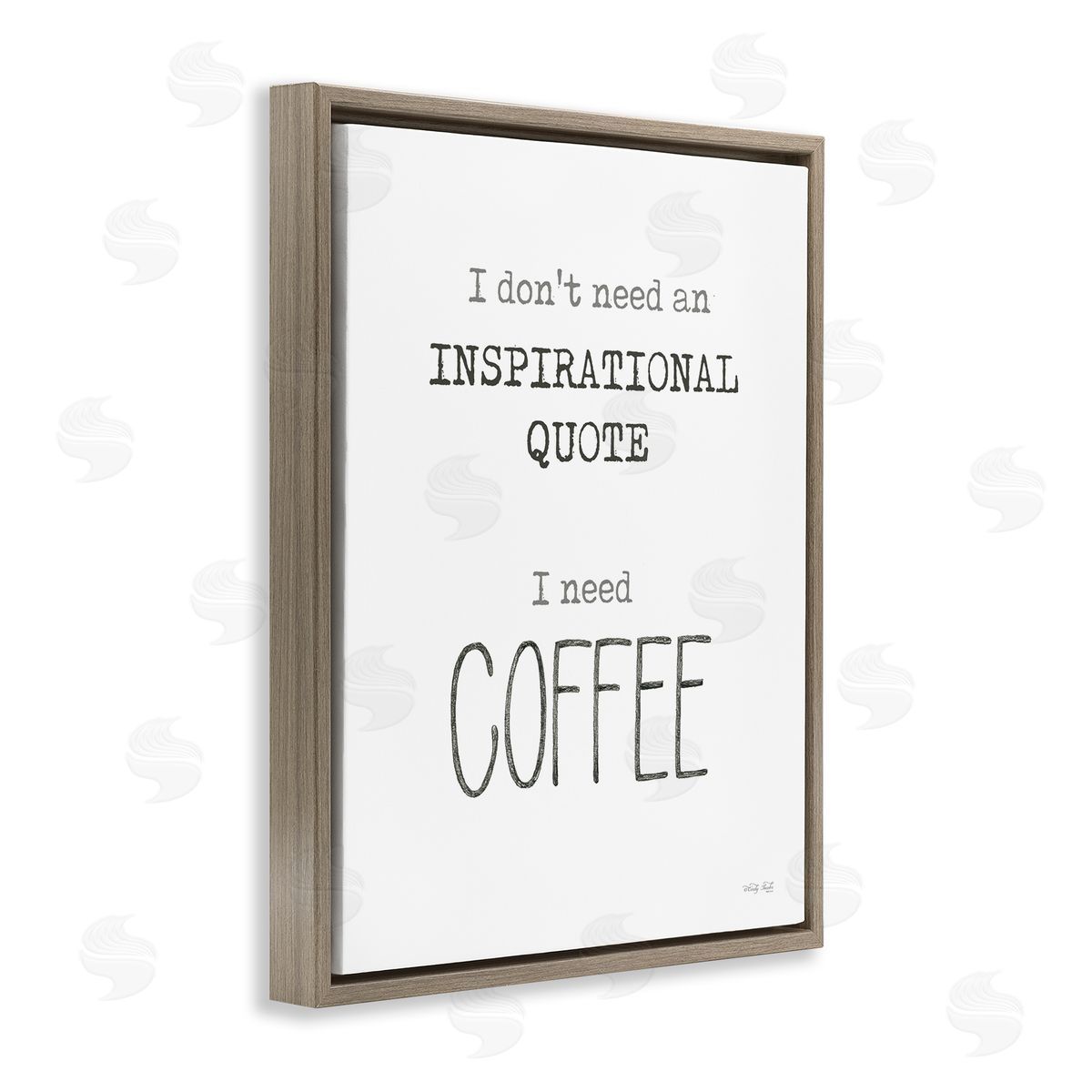 Cindy Jacobs Need Coffee Humorous Cranky Morning Kitchen Typography Brown Floating Frame Canvas Wall Art Print