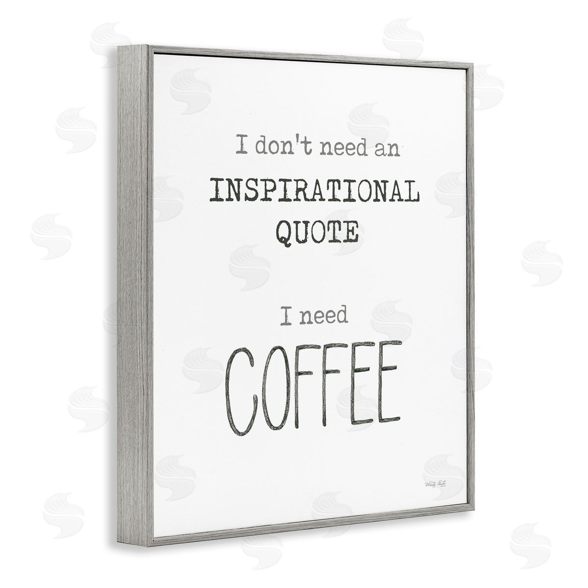 Cindy Jacobs Need Coffee Humorous Cranky Morning Kitchen Typography Gray Framed Giclee Wall Art Print