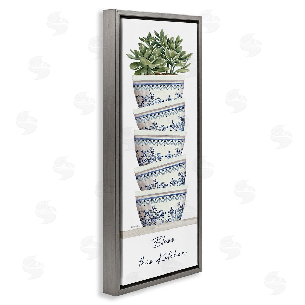 Cindy Jacobs Bless This Kitchen Stacked Ornate Bowls Succulent Plant