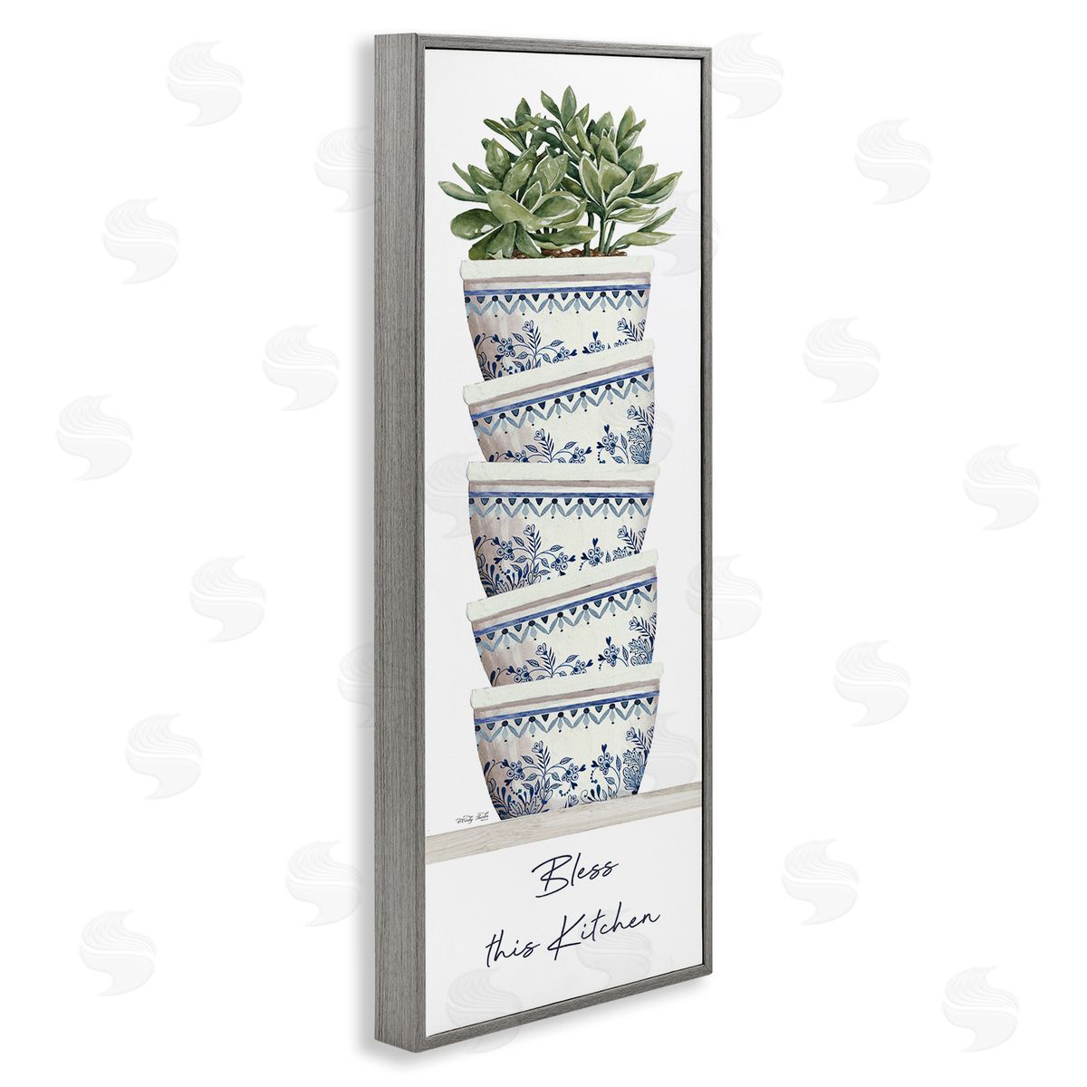 Cindy Jacobs Bless This Kitchen Stacked Ornate Bowls Succulent Plant