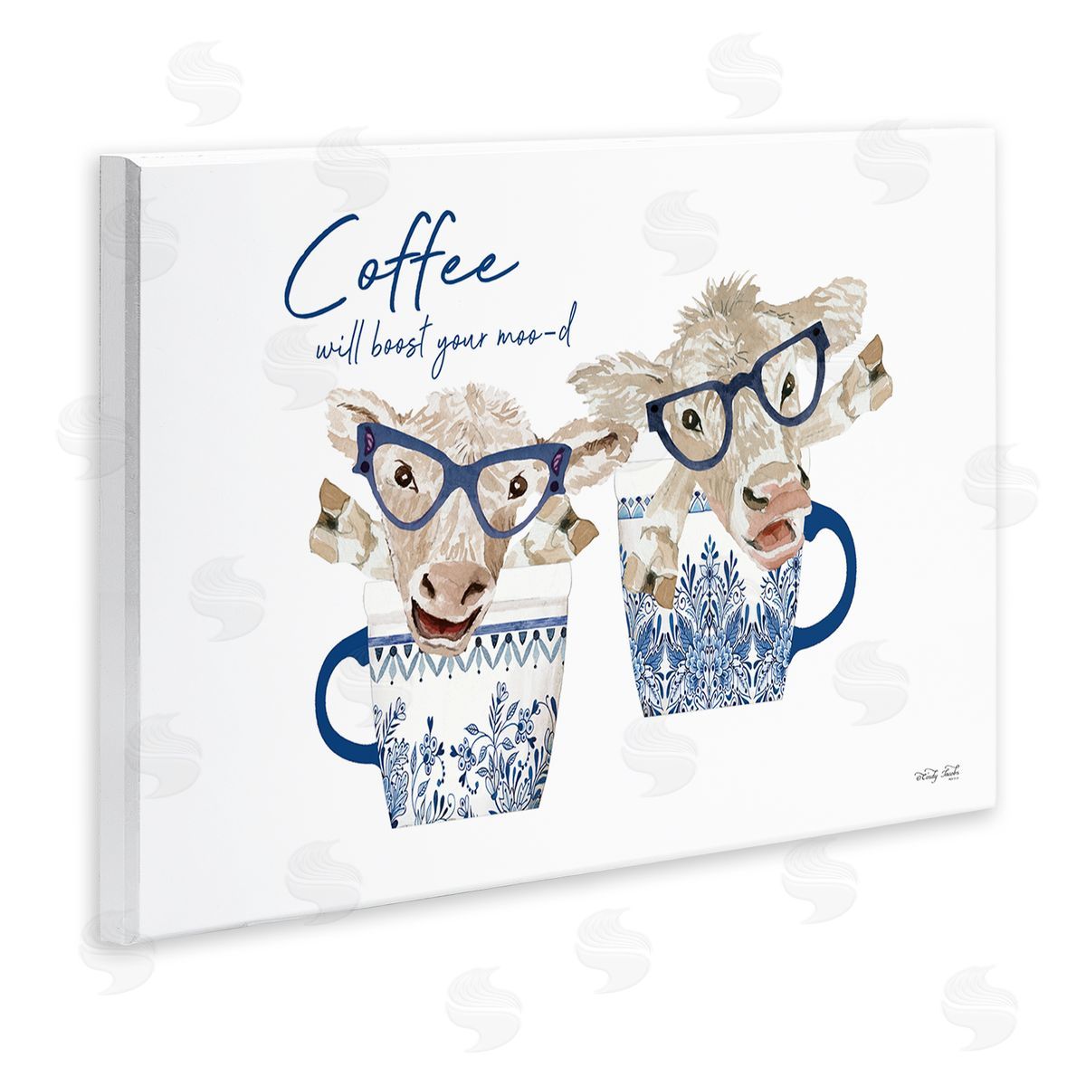Cindy Jacobs Boost Your Moo-d Humorous Farmhouse Cow Coffee Mugs Wall Plaque Art Print