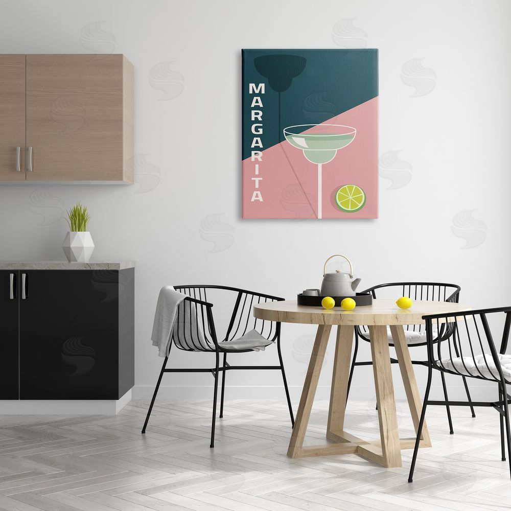 Birch & Ink Modern Margarita Blocked Citrus Contemporary Cocktail Canvas Wall Art Print in Room