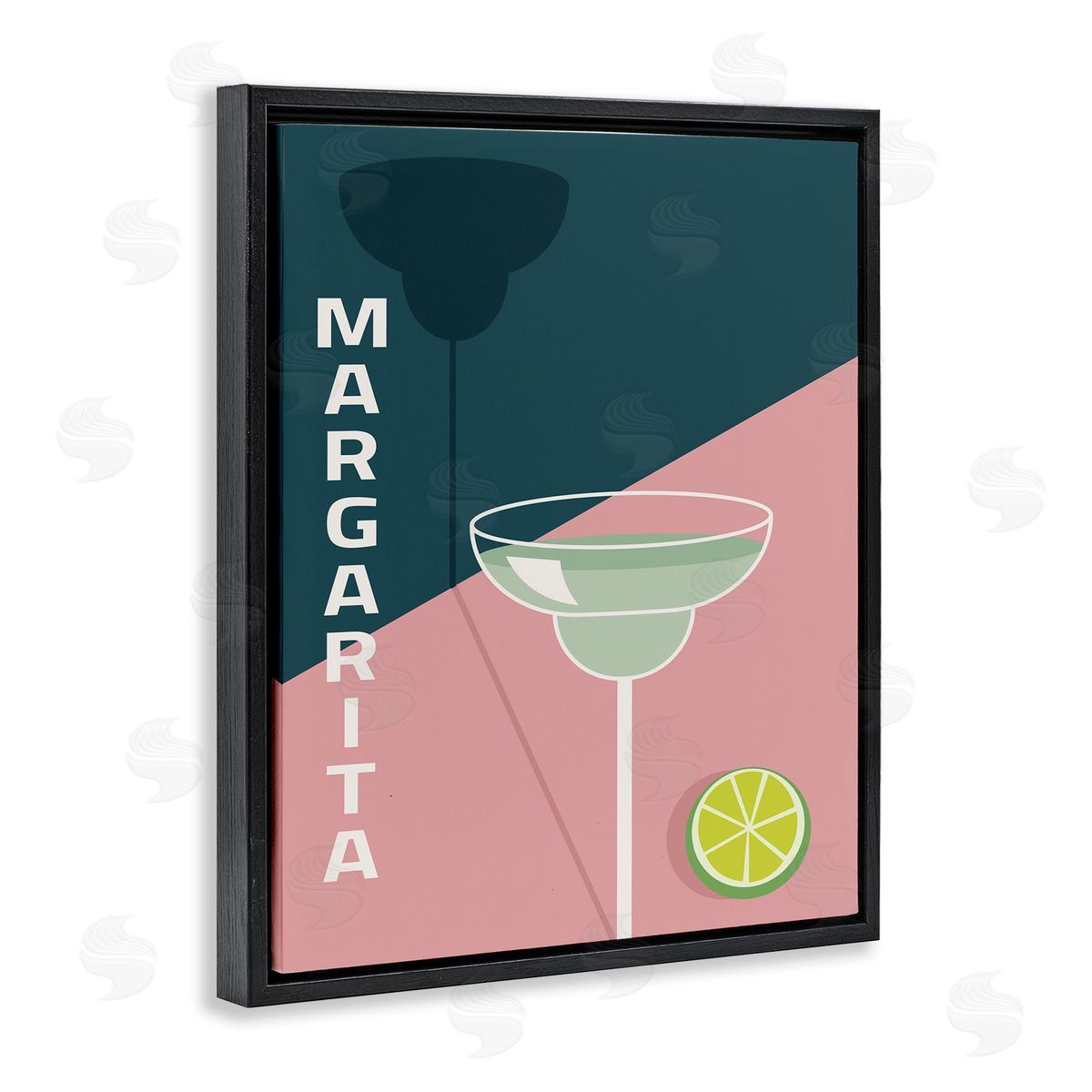 Birch & Ink Modern Margarita Blocked Citrus Contemporary Cocktail Black Floating Frame Canvas Wall Art Print