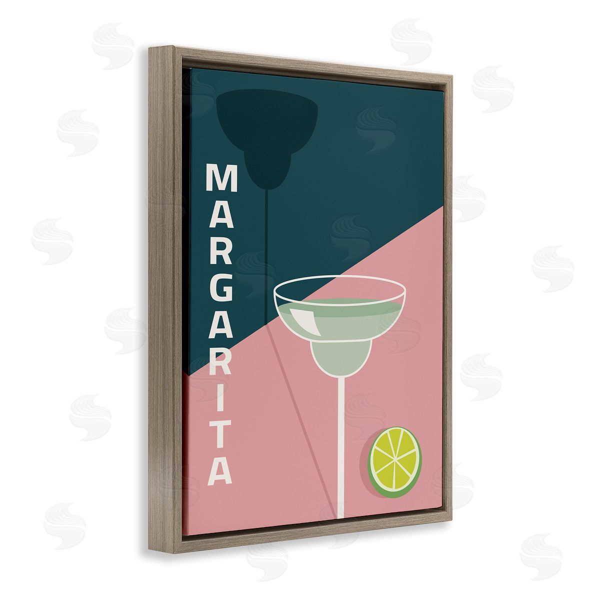 Birch & Ink Modern Margarita Blocked Citrus Contemporary Cocktail Brown Floating Frame Canvas Wall Art Print