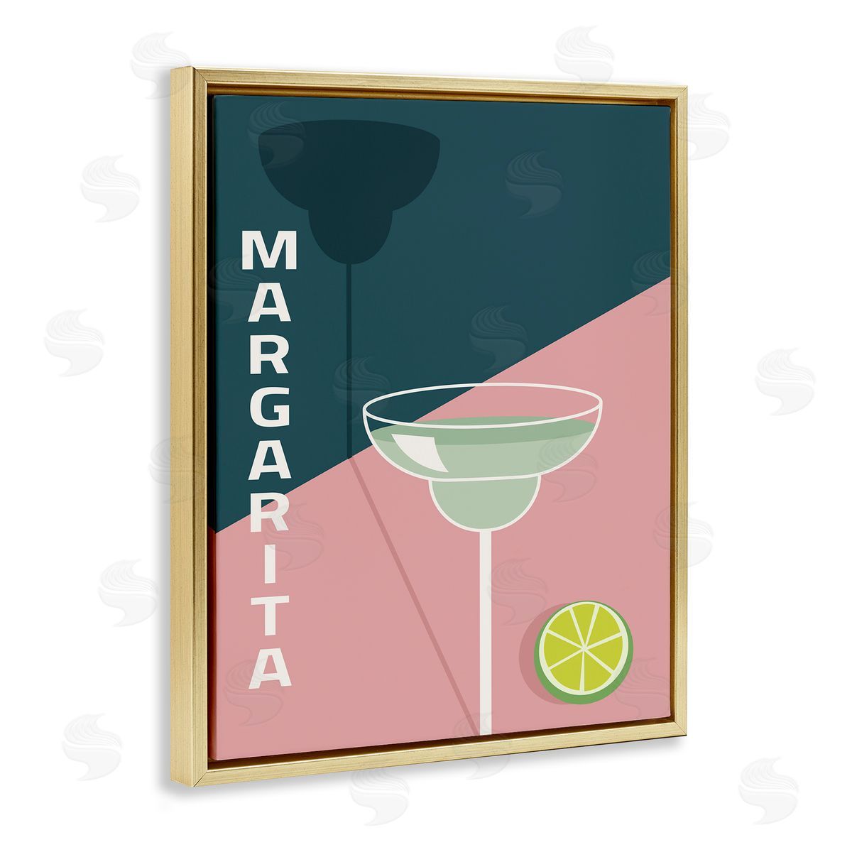 Birch & Ink Modern Margarita Blocked Citrus Contemporary Cocktail Gold Floating Frame Canvas Wall Art Print
