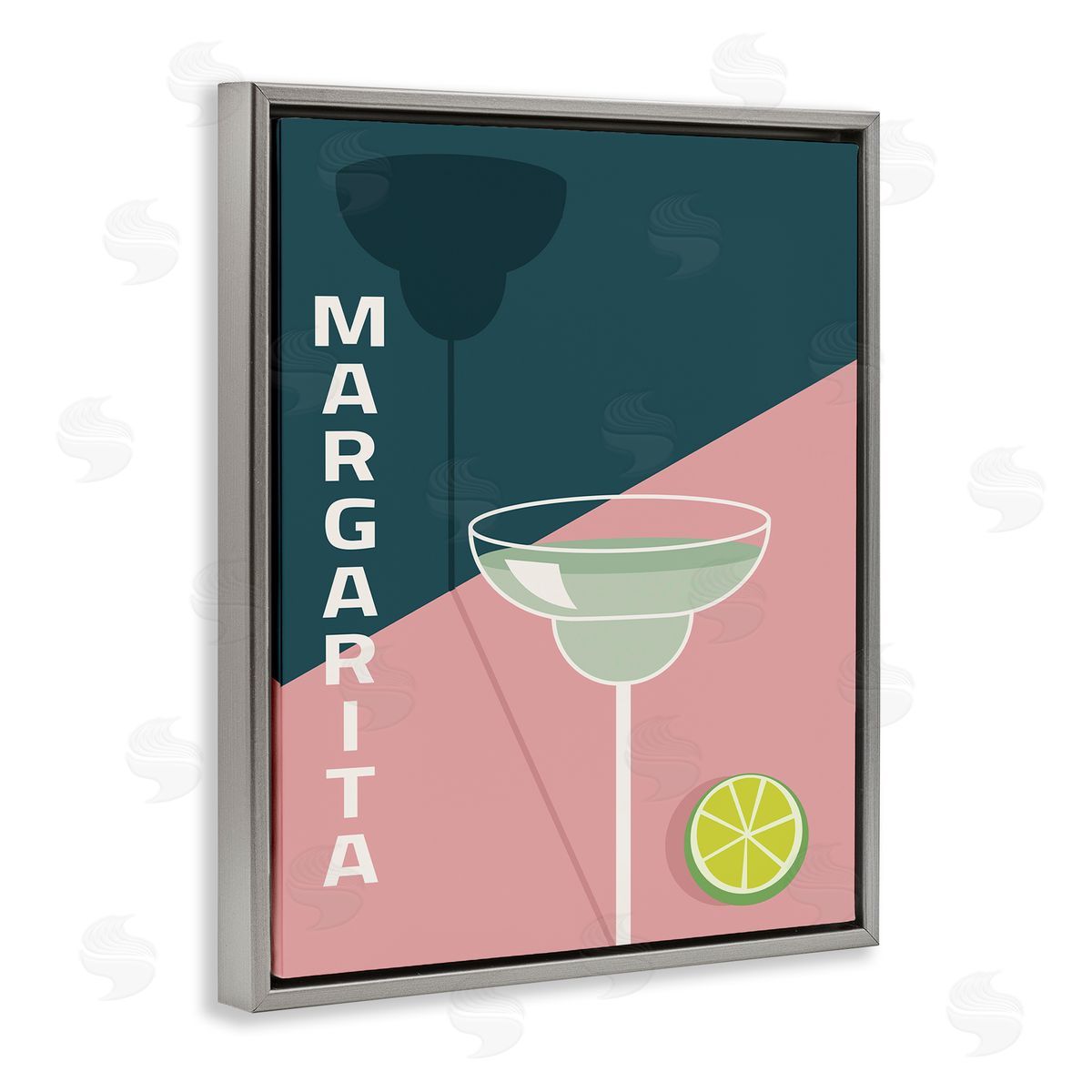 Birch & Ink Modern Margarita Blocked Citrus Contemporary Cocktail Gray Floating Frame Canvas Wall Art Print